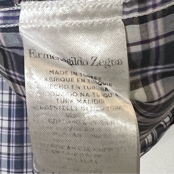 #60. Ermenegildo Zegna Gray & Purple Long Sleeved Button Shirt Med NWOT - Picture 11 of 13